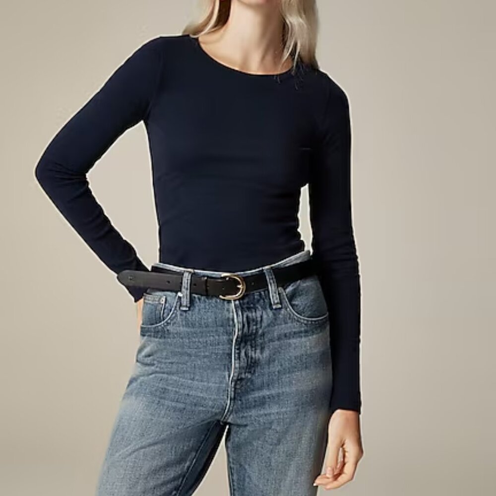 J. Crew Navy Long Sleeve Slim Crewneck Tee